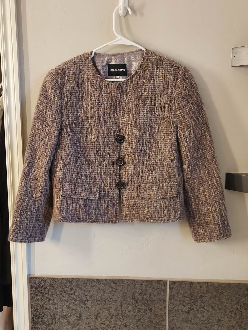 Giorgio Armani Purple Tweed Three-Button Jacket